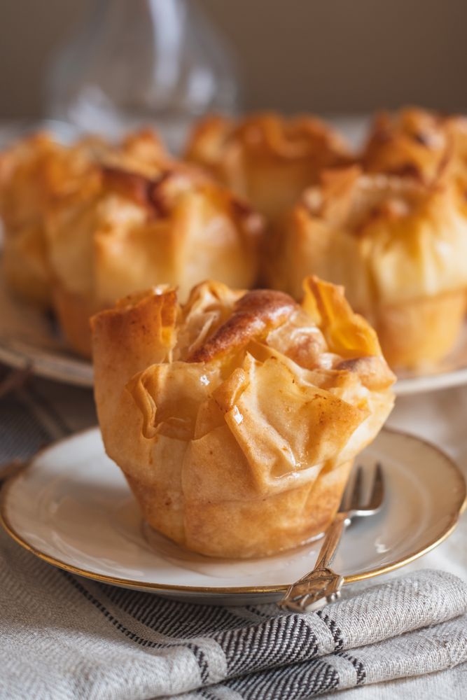 Close-up of baked galaktoboureko on dessert plate