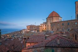 Beautiful aged town with masonry buildings