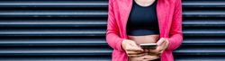 Female athlete with mobile phone