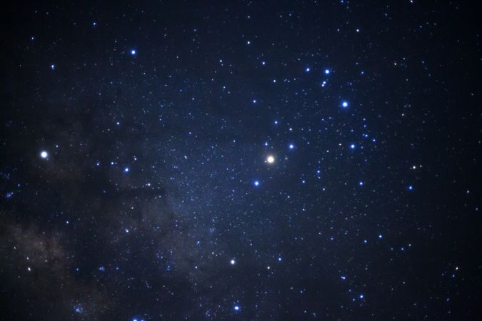 milky way galaxy and space dust in the universe, Long exposure photograph, with grain.