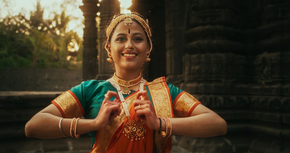 Close Up Shot on the Hands of an Indian Female Dancer Doing Symbolic Gestures Conveying Different Messages in Folkloric Dance.