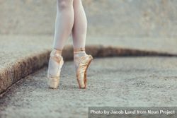 Ballet dancer practicing dance moves in pointe shoes bYdq64