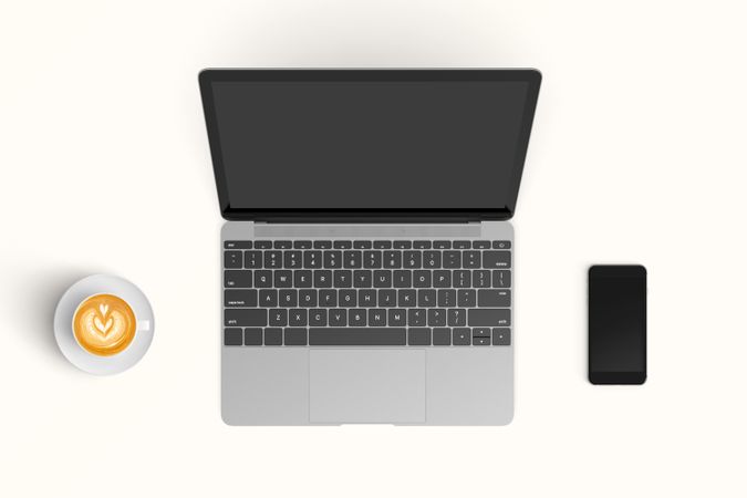 Modern workspace with  copy space on color background