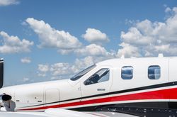Close up of airplane exterior side-view