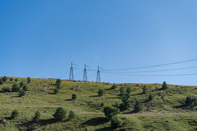 High voltage electricity tower landscape