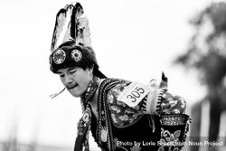Red Wing, MN, USA - July 8th, 2017: Sioux man dancing competitively at Pow Wow 4Ny9A5