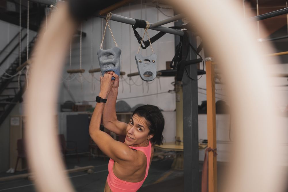 Athletic woman training in gym