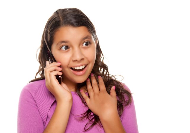 Shocked Hispanic Girl On Cell Phone