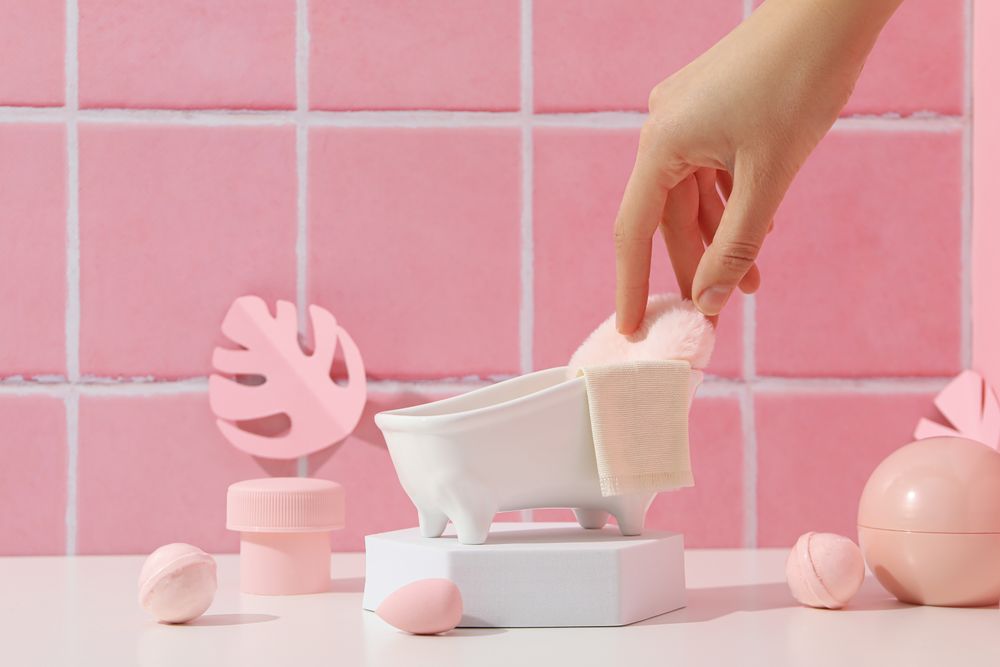 Concept of cosmetic and beauty care accessories