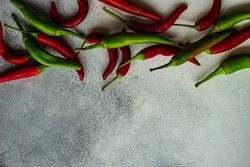 Red & green hot chilli peppers