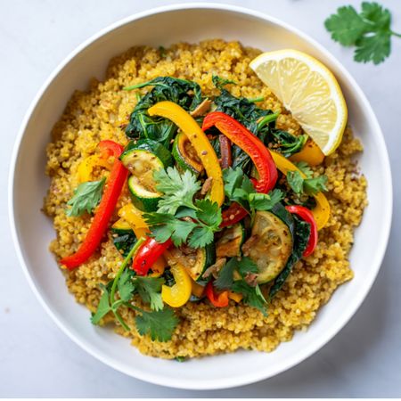 Colourful Curry Quinoa Bowl with Sautéed Veggies
