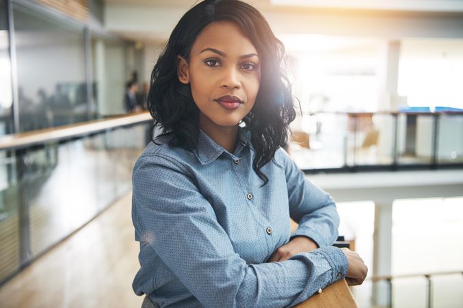 Portrait of Black businesswoman in a bright office