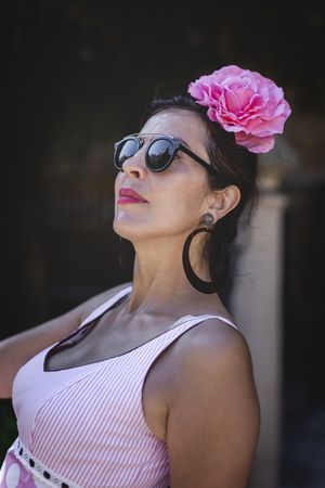 Erratic woman in flamenco dress