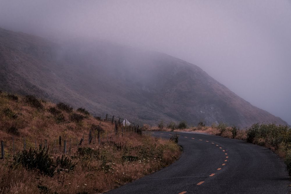 Foggy road in the mountains
