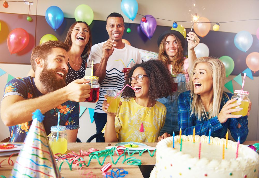 Happy multi-ethnic group at a party