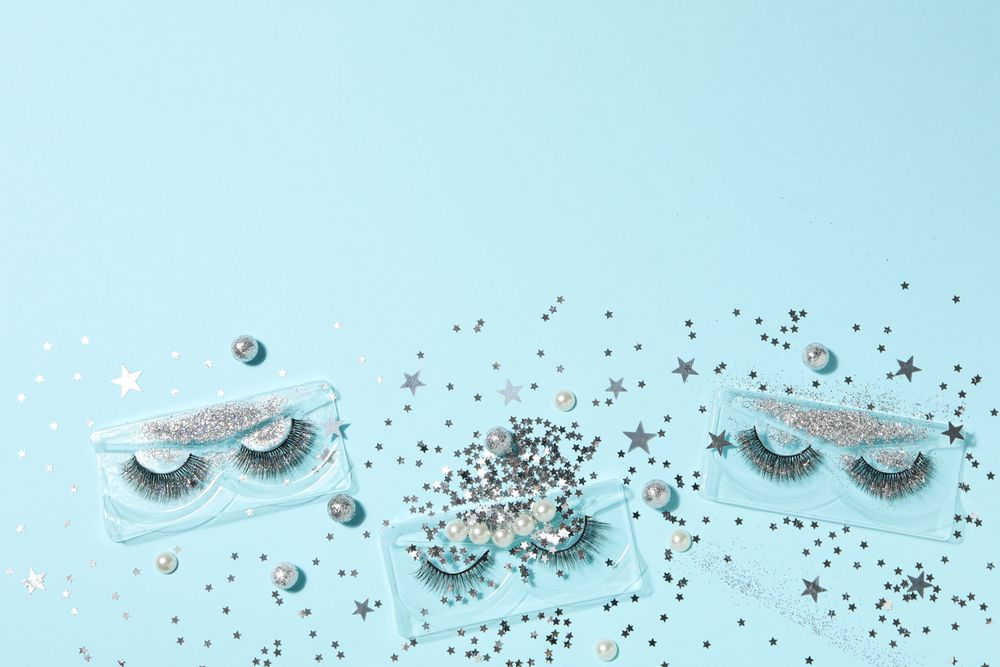 False eyelashes, concept of different makeup accessories