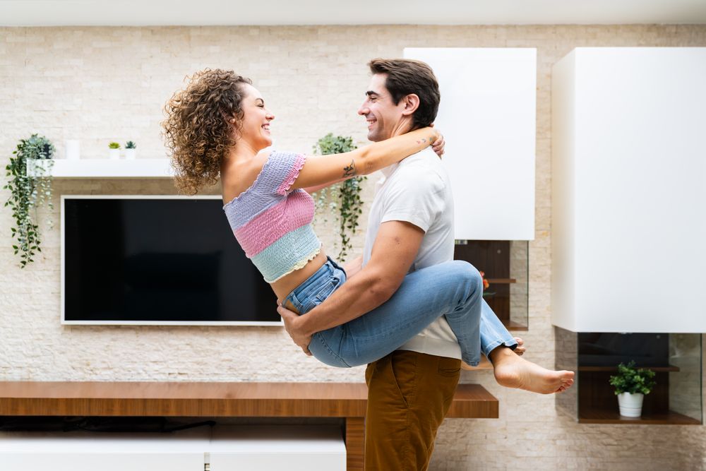 Loving couple embracing each other