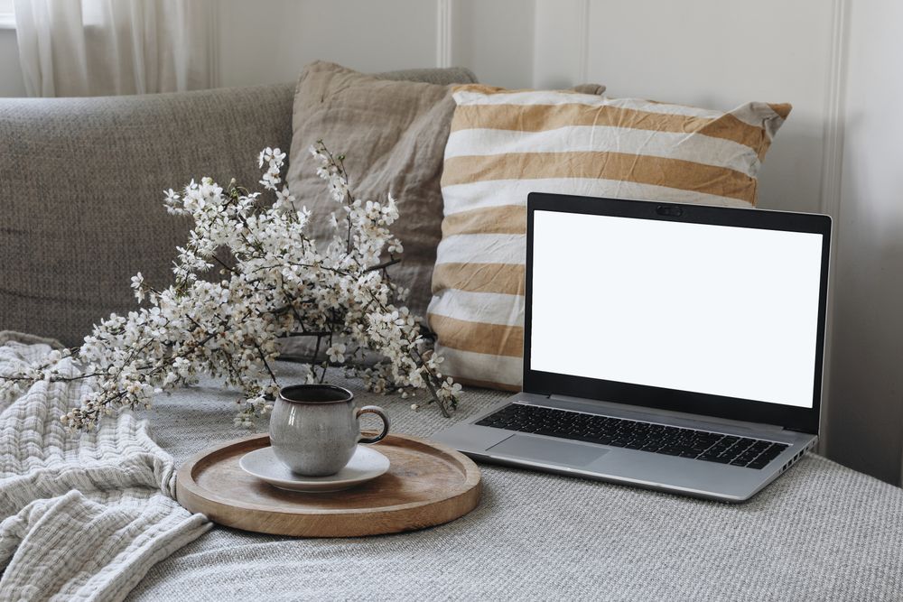 Modern spring Scandinavian living room interior