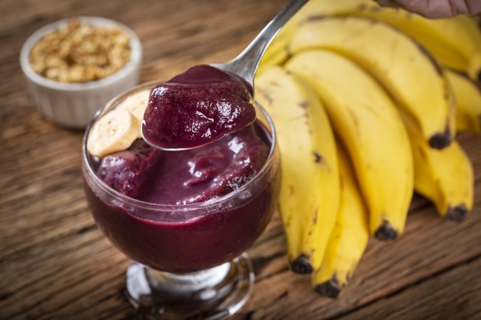 Açai with banana. Brazilian acai.