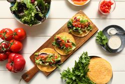 Board with vegan tacos