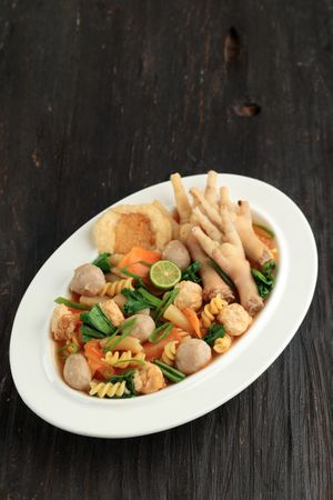 Seblak Ceker, Traditional Spicy Seblak Chicken Feet from Bandung West Java Indonesia