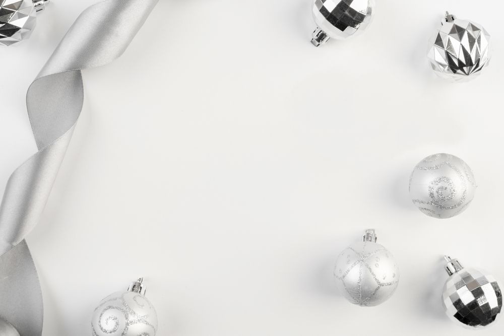 Beautiful silver Christmas decor with copy space