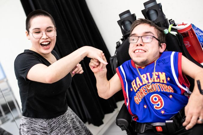 MONTREAL, QUEBEC, CANADA – April 14 2019- Two people with a disability in a dance studio