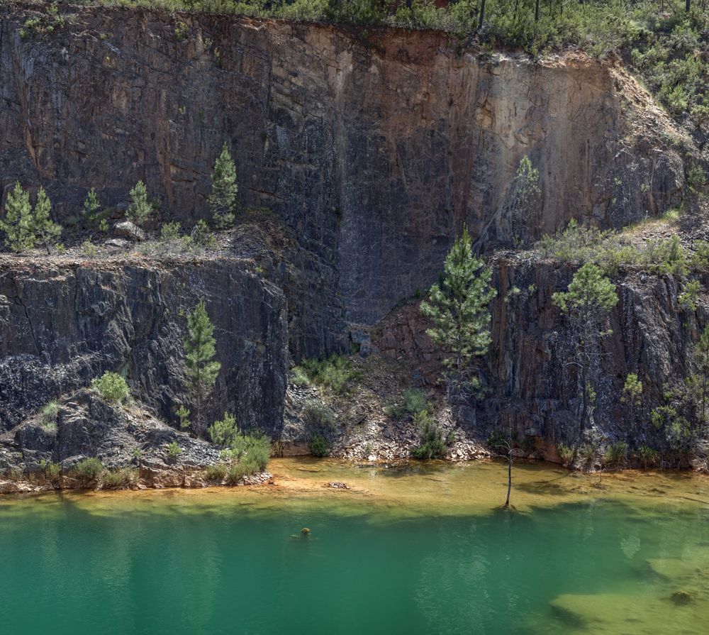 Green water river in valley of Riotinto