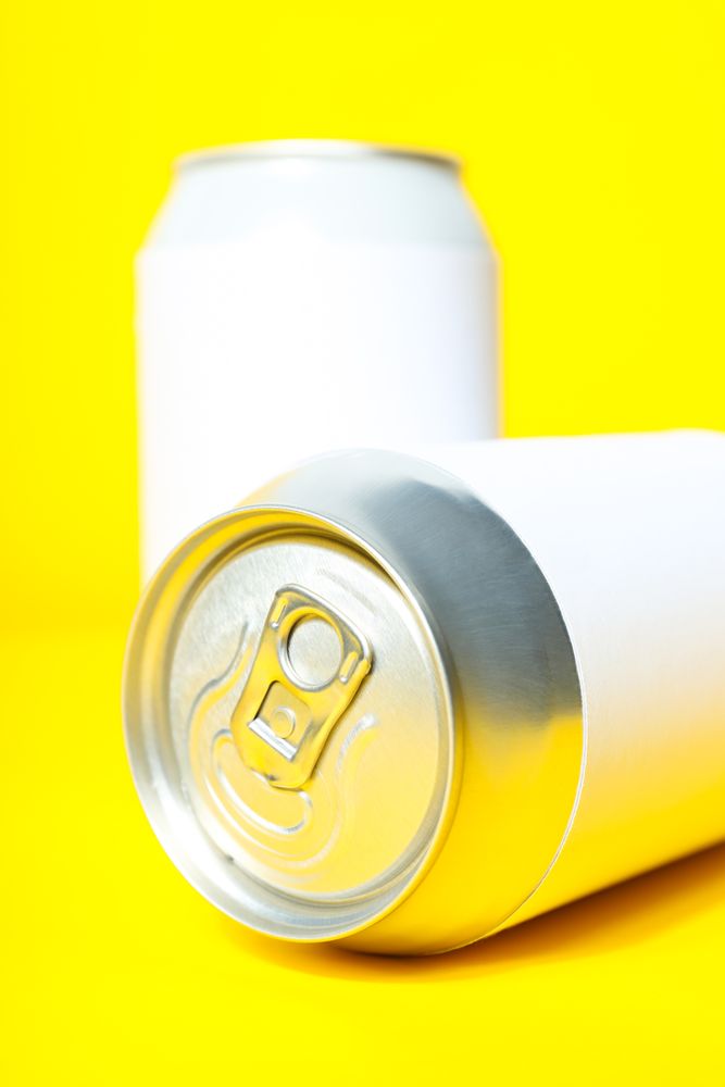 Concept of drink, blank cans with space for label