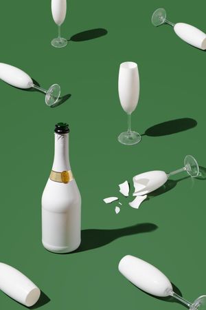 Pattern made with champagne bottle and glasses