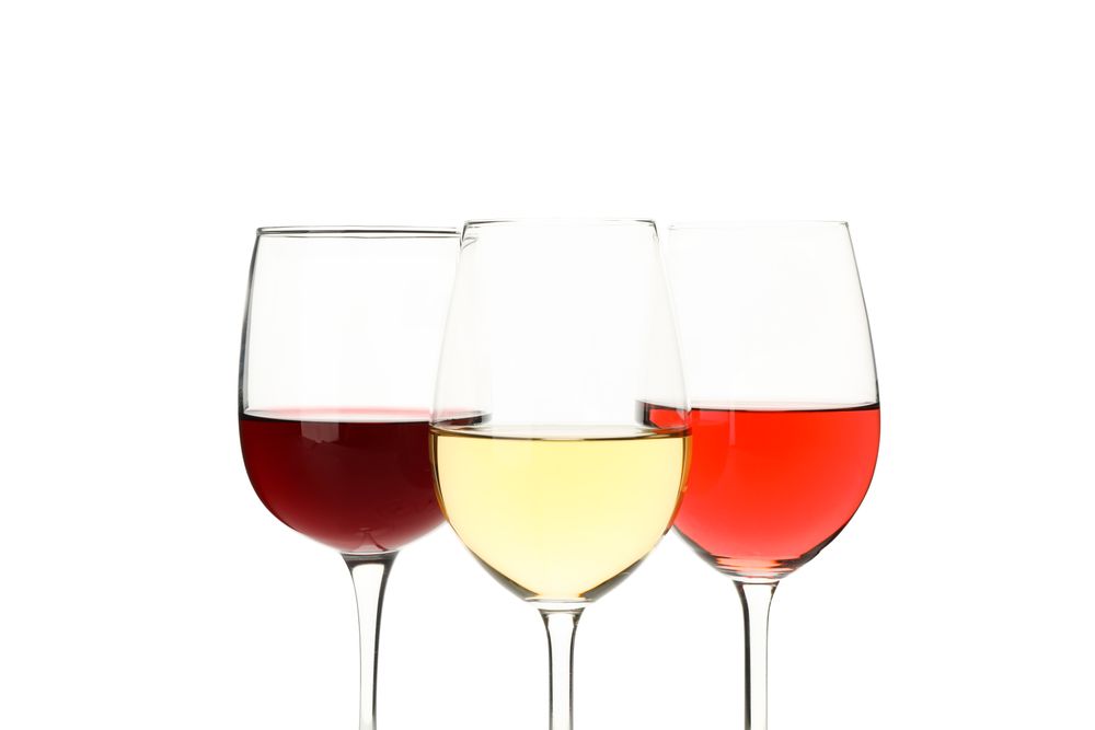 Glasses with wine isolated on plain background