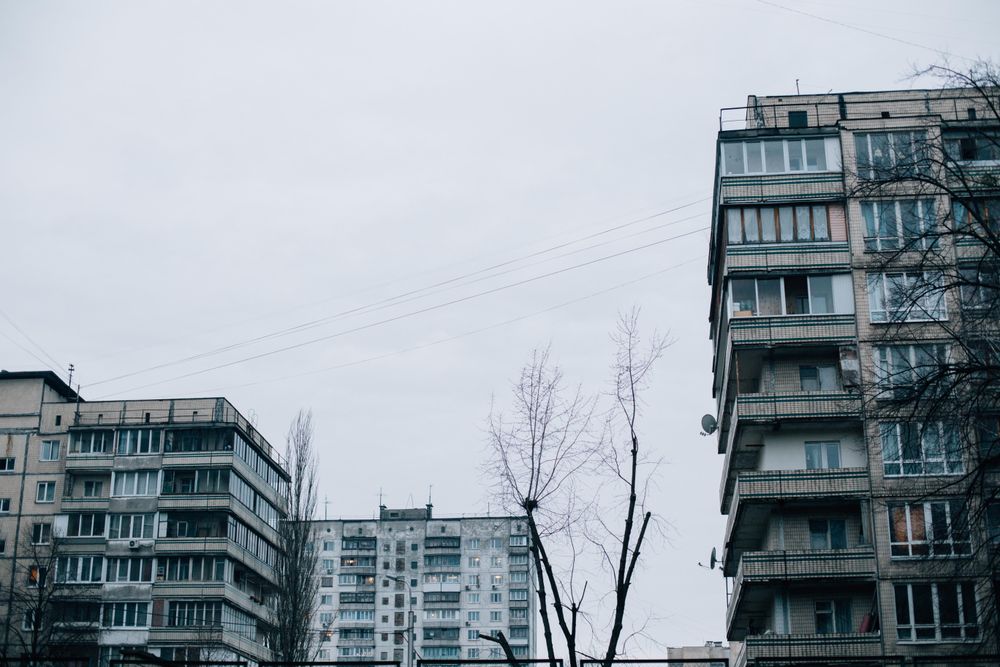 Apartment blocks on an overcast day