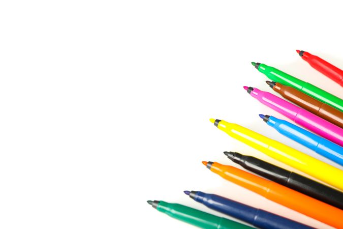 Color markers isolated on blank background