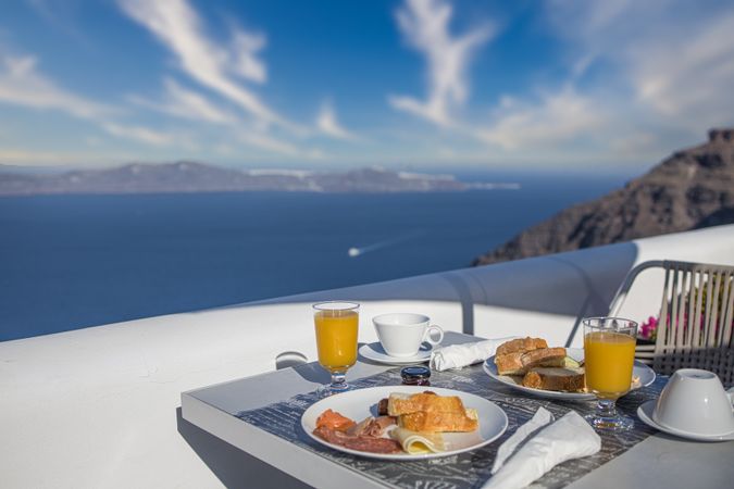 Breakfast overlooking the Aegean Sea