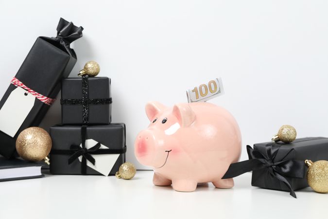 Concept of Christmas finance with piggy bank