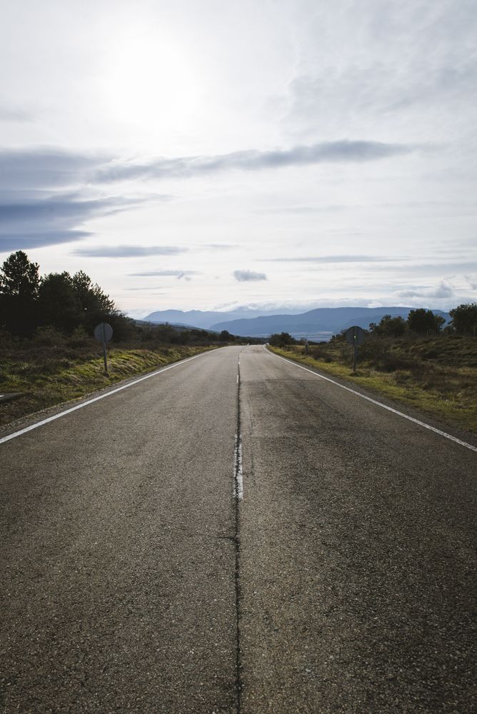 Road in between mountains