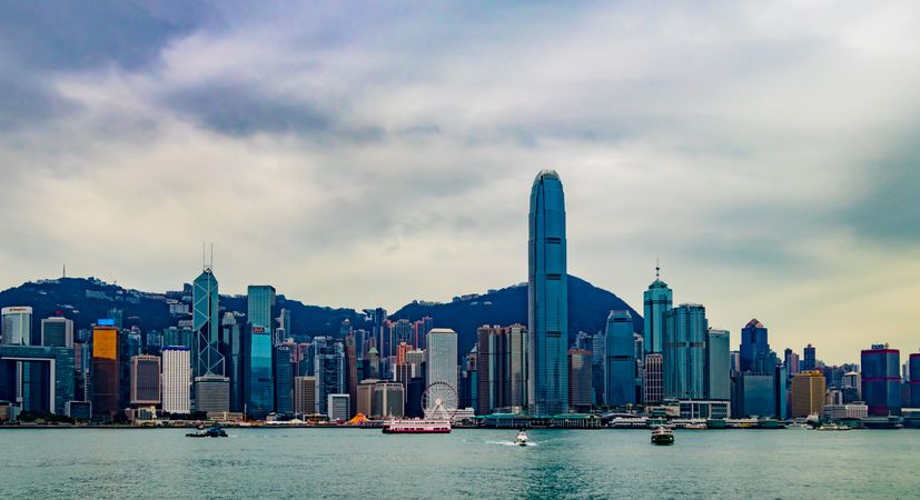 Hong Kong city skyline across the sea