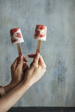 Watermelon and cream popsicles