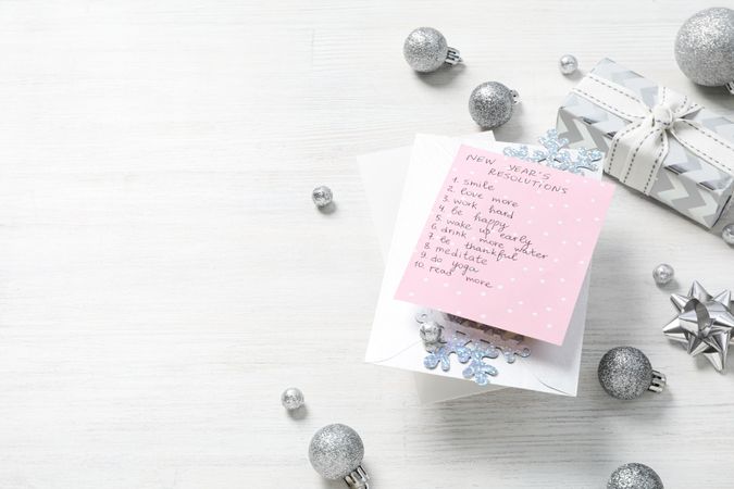 Concept of New Year Resolutions list, new year goals, space for text