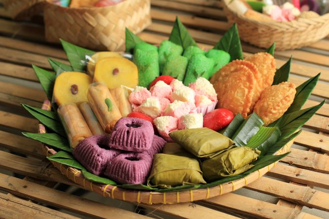 Variety of colorful Indonesian desserts