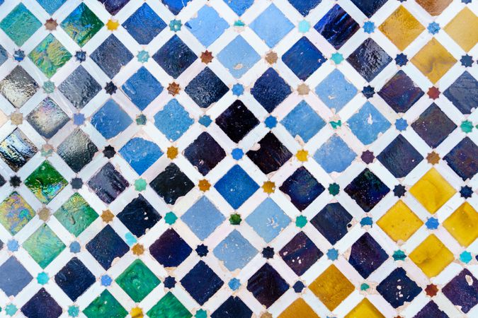 Colorful patterned walls in the Alhambra of Granada