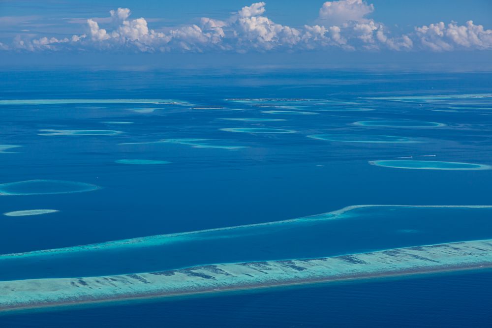 The Indian Ocean with clouds overhead
