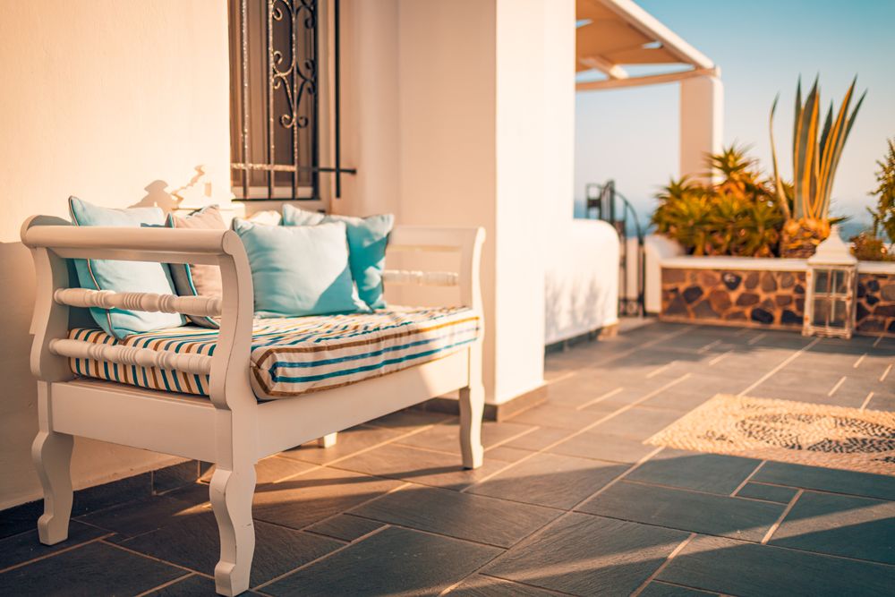 Comfortable seat on patio at vacation rental
