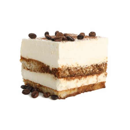 Sweet tiramisu isolated on studio background. Tasty dessert