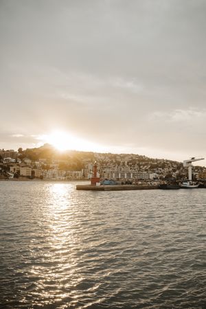 Sea port with pier and buildings
