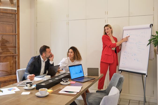 Group of businesspeople discussing strategy in office