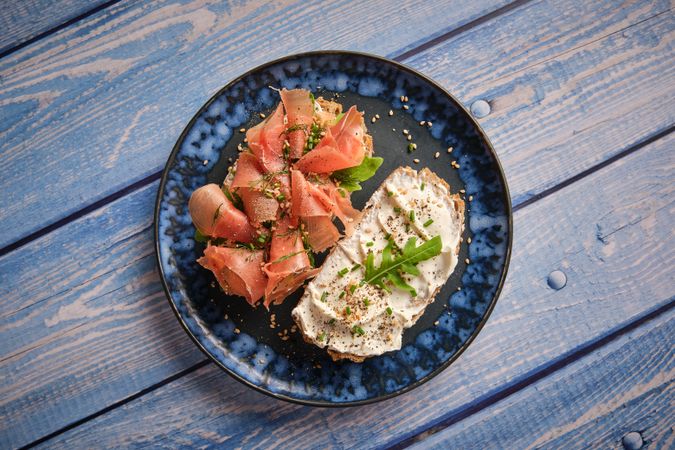 Appetizing fresh bruschetta served on plate