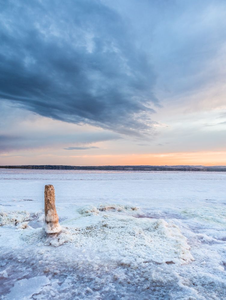 Stick on salt mine during sunset