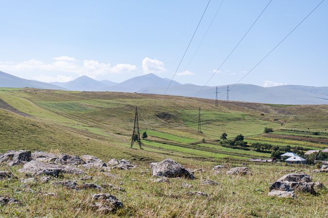High voltage electricity tower landscape