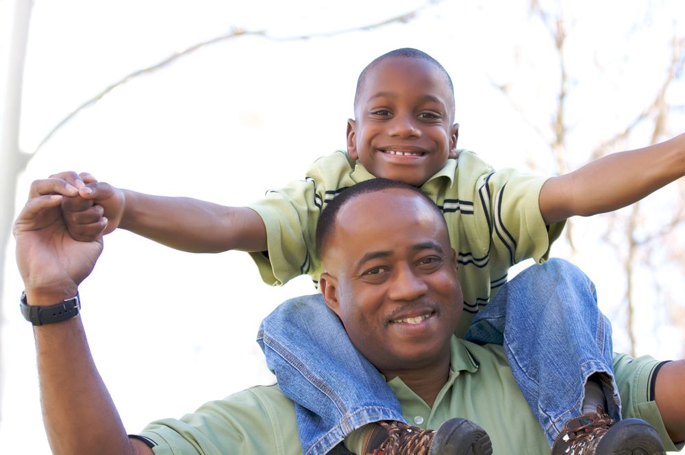 Man and Child Having Fun